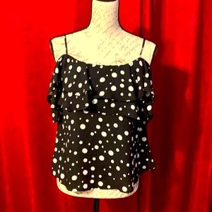 Polka Dot Off the Shoulder Top | Black and White | size XS